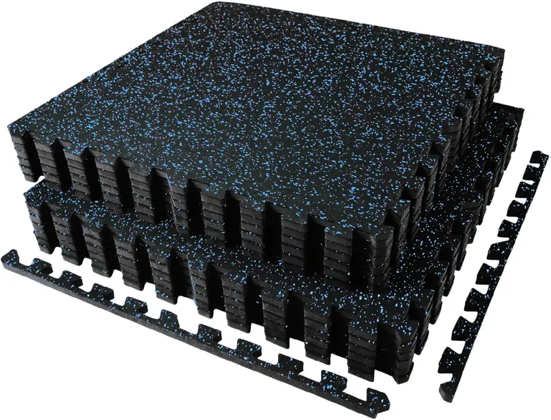 AIRHOP 0.56in Thick 48 Sq Ft Exercise Equipment Mats, Black, Blue