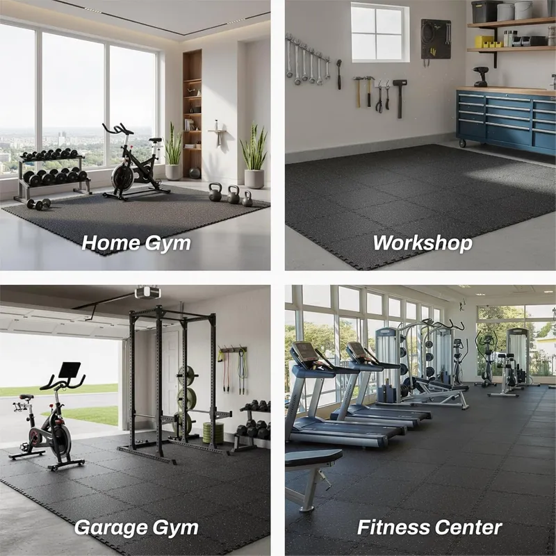 AIRHOP 0.56in Thick 48 Sq Ft Exercise Equipment Mats, Black-White