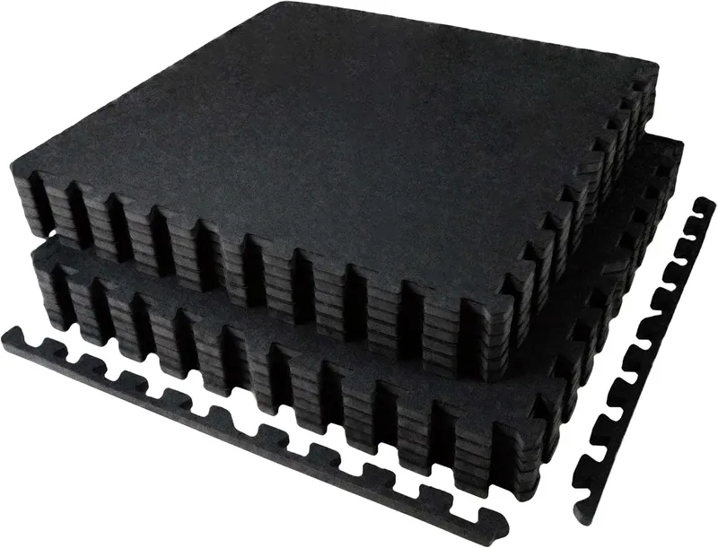 AIRHOP 0.56in Thick 48 Sq Ft Exercise Equipment Mats, Black